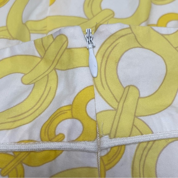 Beth Bowley Yellow Chain Link Cotton Mini Skirt Sz 8 - Picture 6 of 7